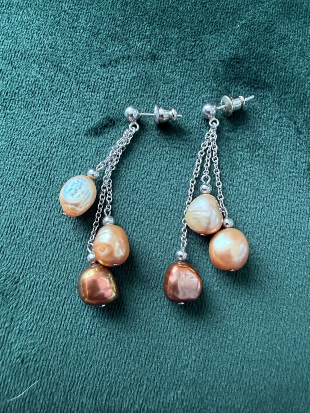 Honora Sterling .925 Genuine "Wildflower" Multi-Color Pearl 8mm Dangle Earrings